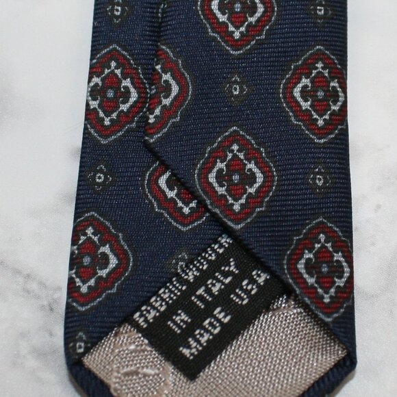 VINTAGE CHRISTIAN DIOR Neck Tie Diamond Mandala Blue Red Luxury Necktie - Picture 3 of 11